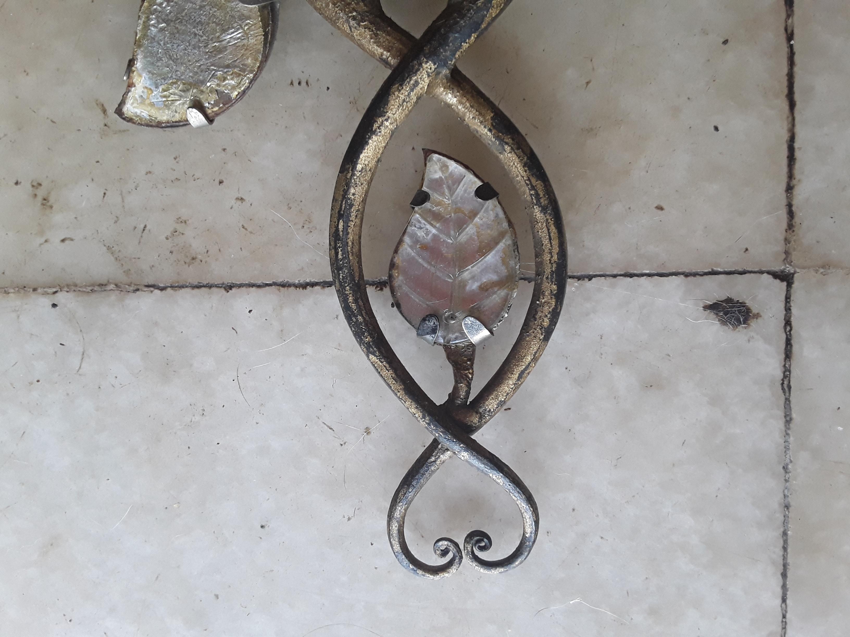1900 Pr Art Nouveau Francés Hierro c/Cristal Forma Floral Apliques Maison Bagues en venta 4