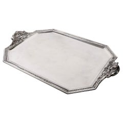 1900 Rare large solid silver tray, poicon with Minerve head,  - Tétard Frères