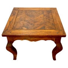 1900 Regence Herringbone Inset Parquetry Oak Table with Cabriole Legs