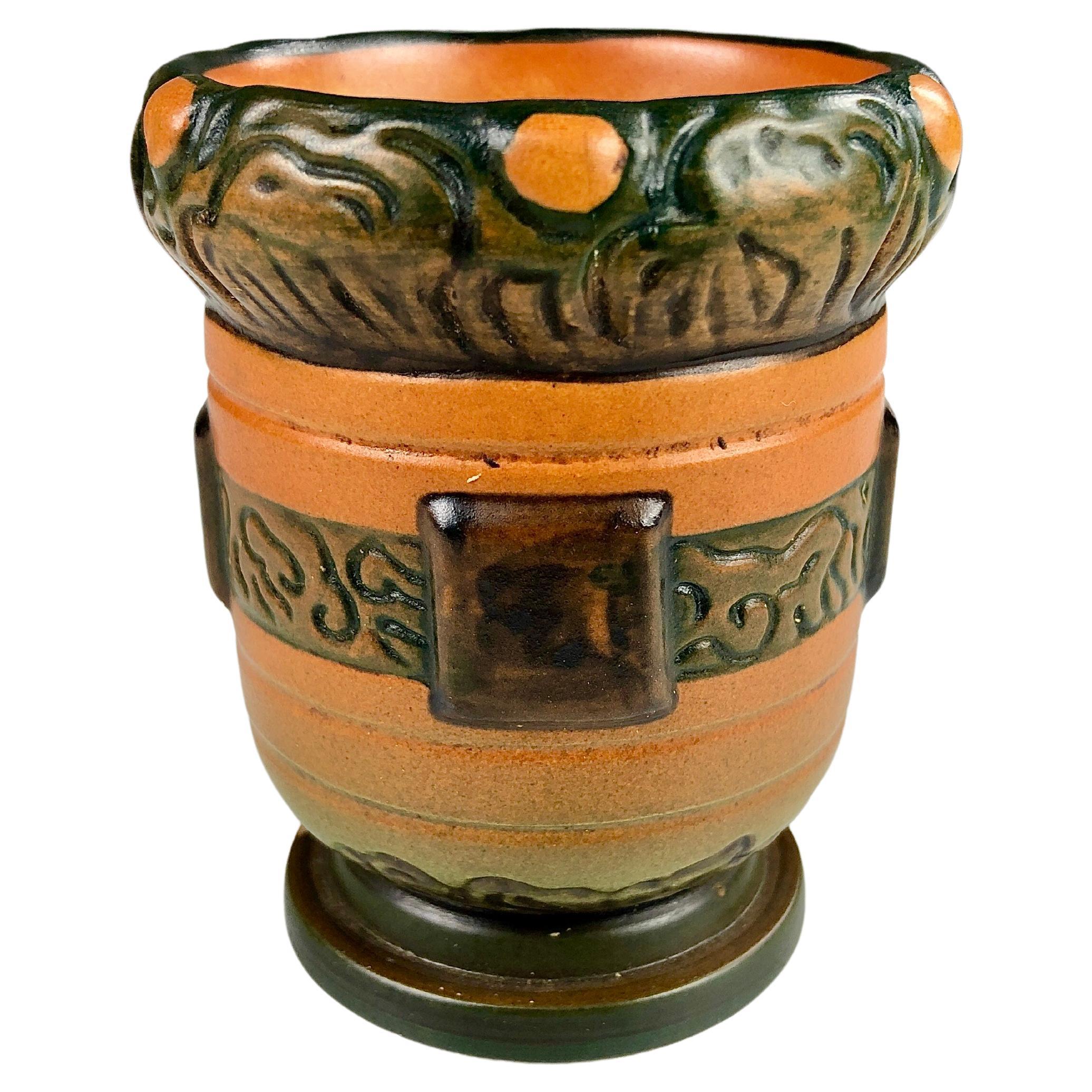 1900's Danish Thorvald Bindesboell Small Art Nouveau Vase by P. Ipsens Enke