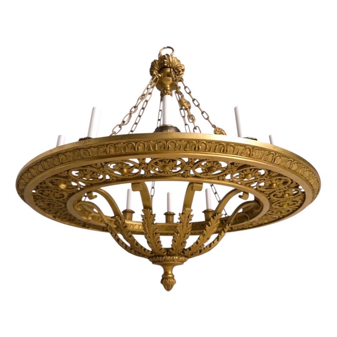 1900 
s gilt Bronze Caldwell  Chandelier 12 Lights For Sale