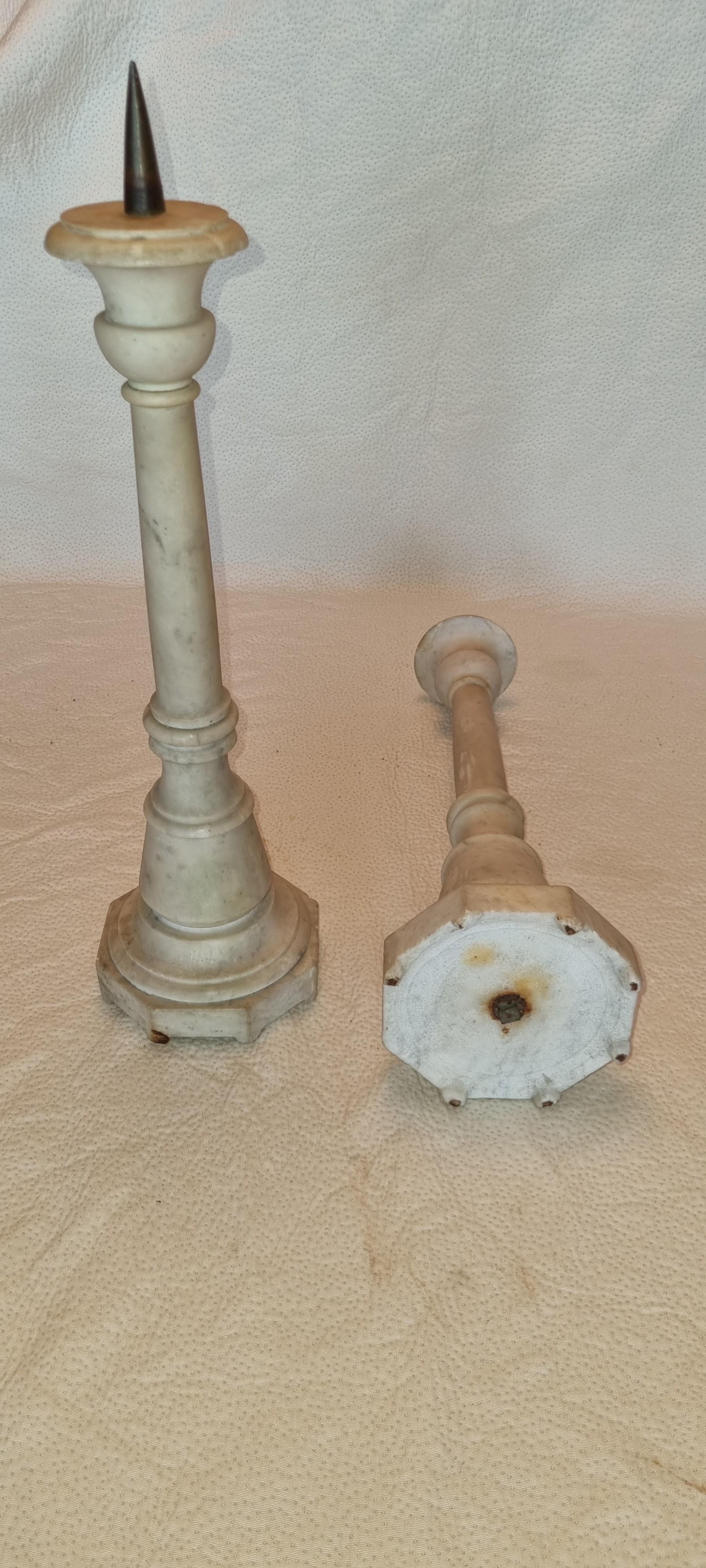 1900´s Marble Chandeliers in White Clear Tone and Bronze Candle Holders In Excellent Condition For Sale In BILBAO, ES