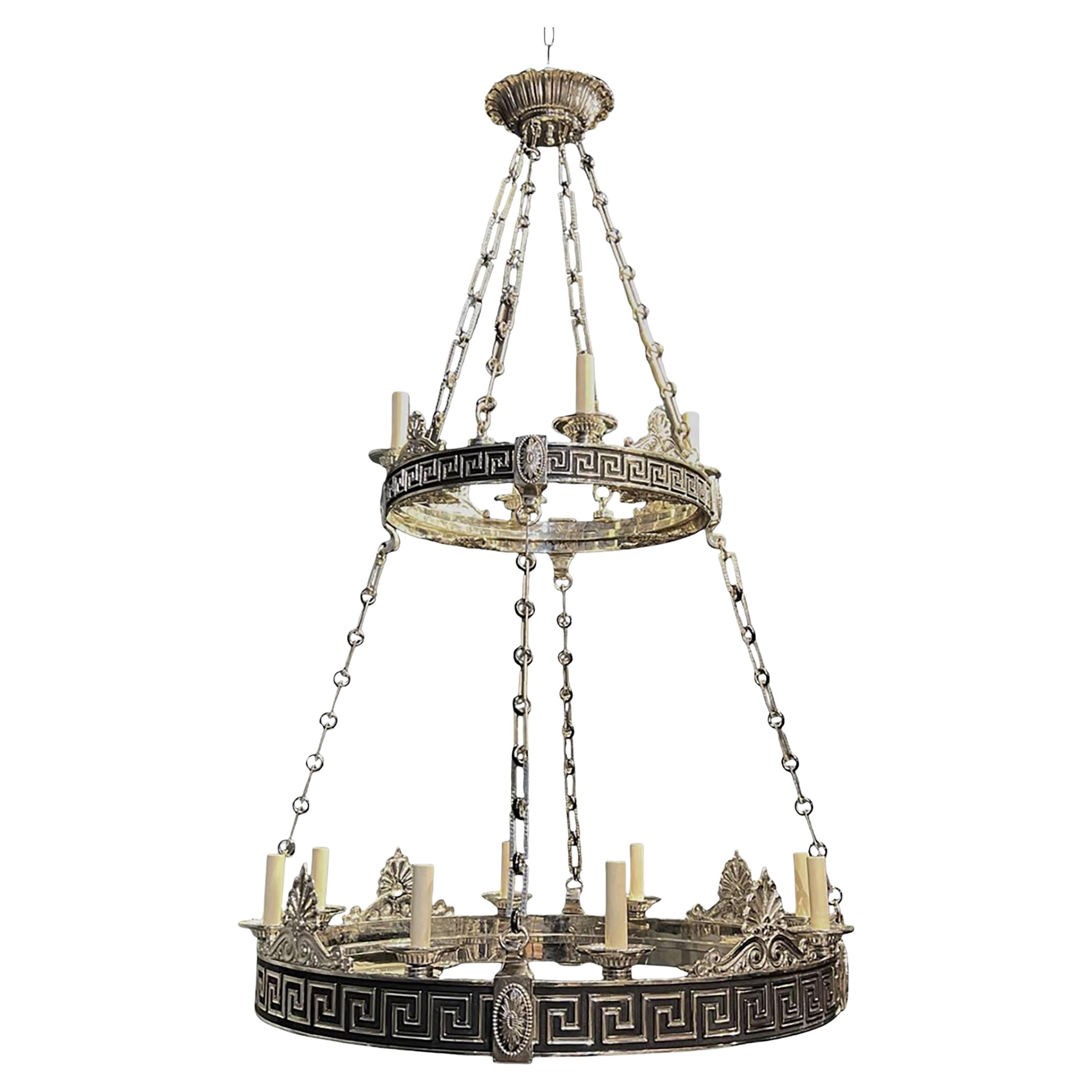 A Circa 1900 Silver Plated Neoclassic Chandelier