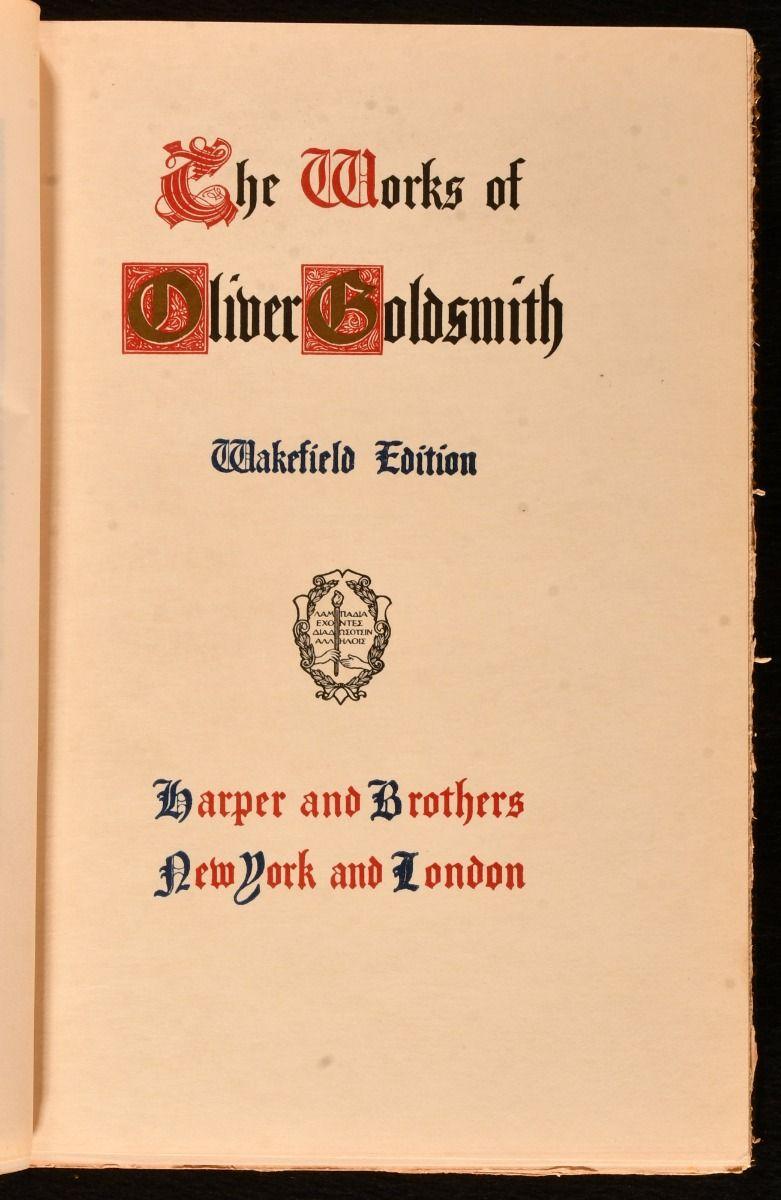 Papier 1900 The Works of Oliver Goldsmith (Les œuvres d'Oliver Goldsmith) en vente