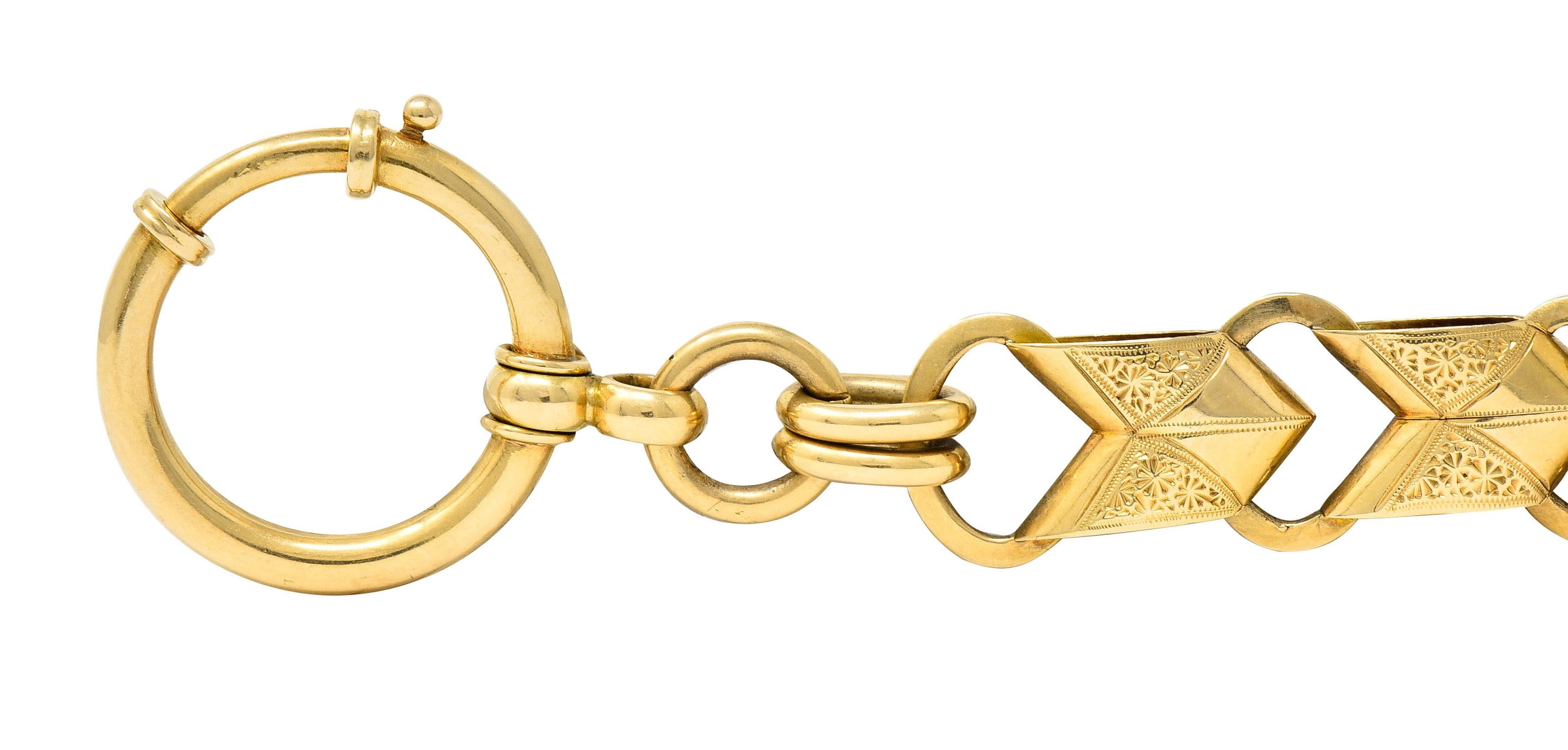 1900 Victorian 14 Karat Gold Linked Watch Chain Bracelet In Excellent Condition In Philadelphia, PA