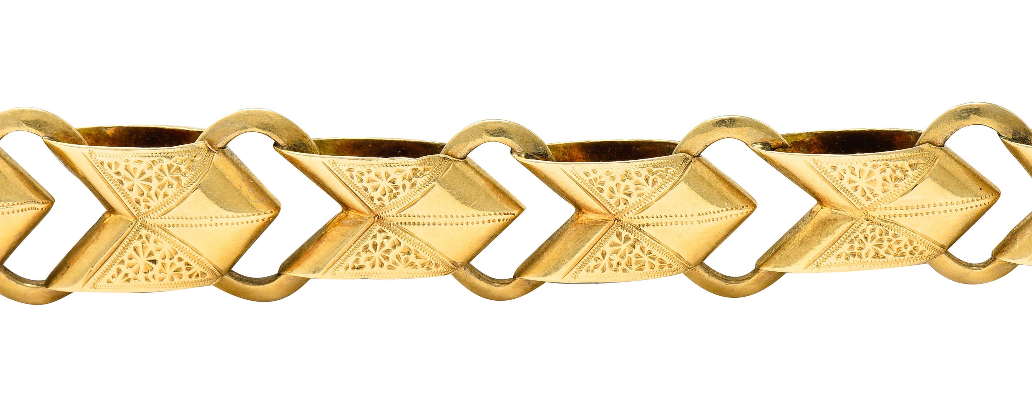 Women's or Men's 1900 Victorian 14 Karat Gold Linked Watch Chain Bracelet