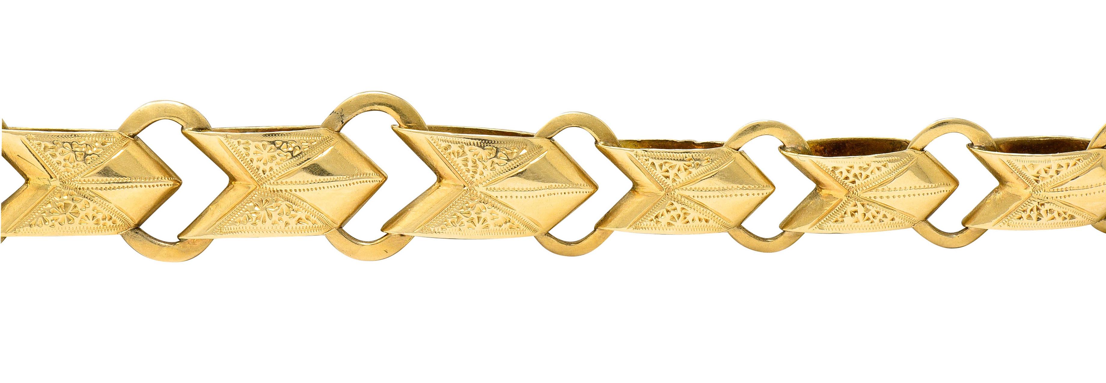 1900 Victorian 14 Karat Gold Linked Watch Chain Bracelet 1