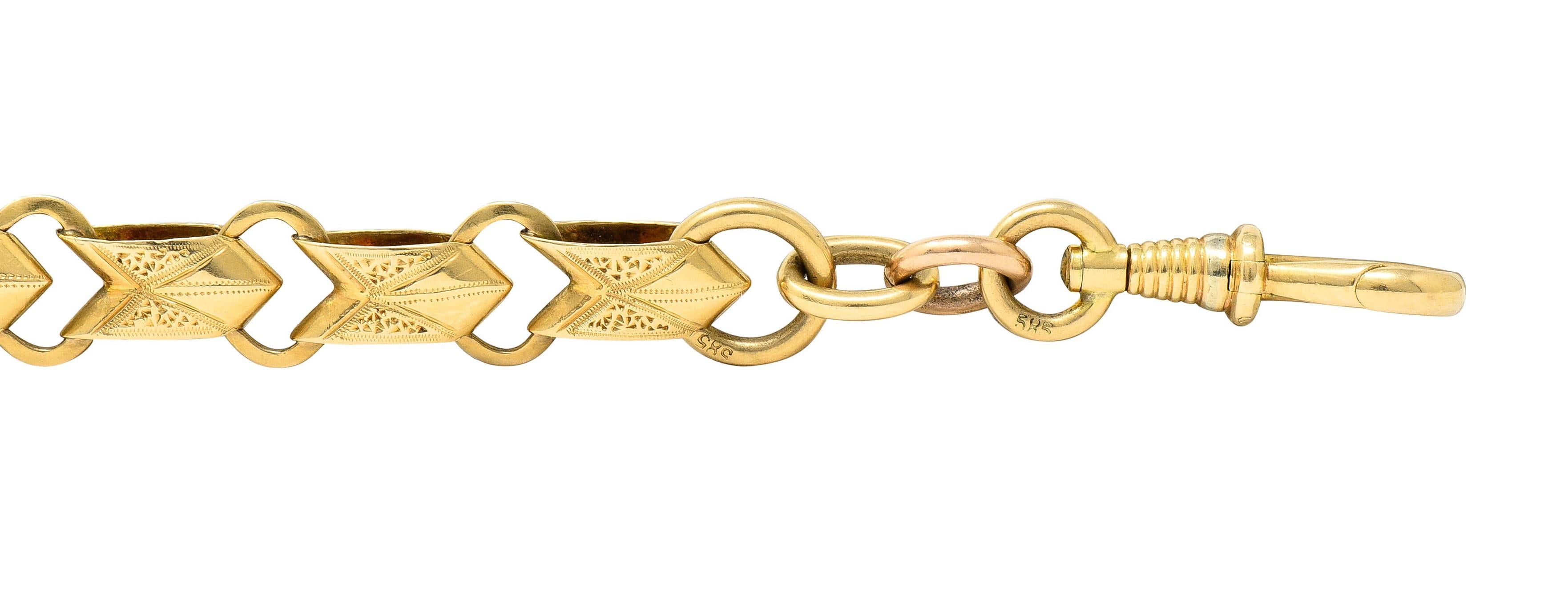 1900 Victorian 14 Karat Gold Linked Watch Chain Bracelet 2
