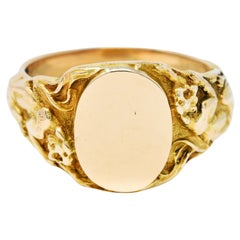 1900 Victorian 14 Karat Gold Men's Jaguar Signet Ring