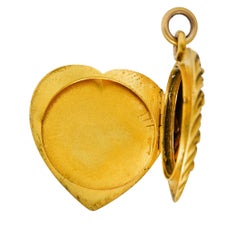 1900 Victorian 14 Karat Yellow Gold Heart Locket Pendant
