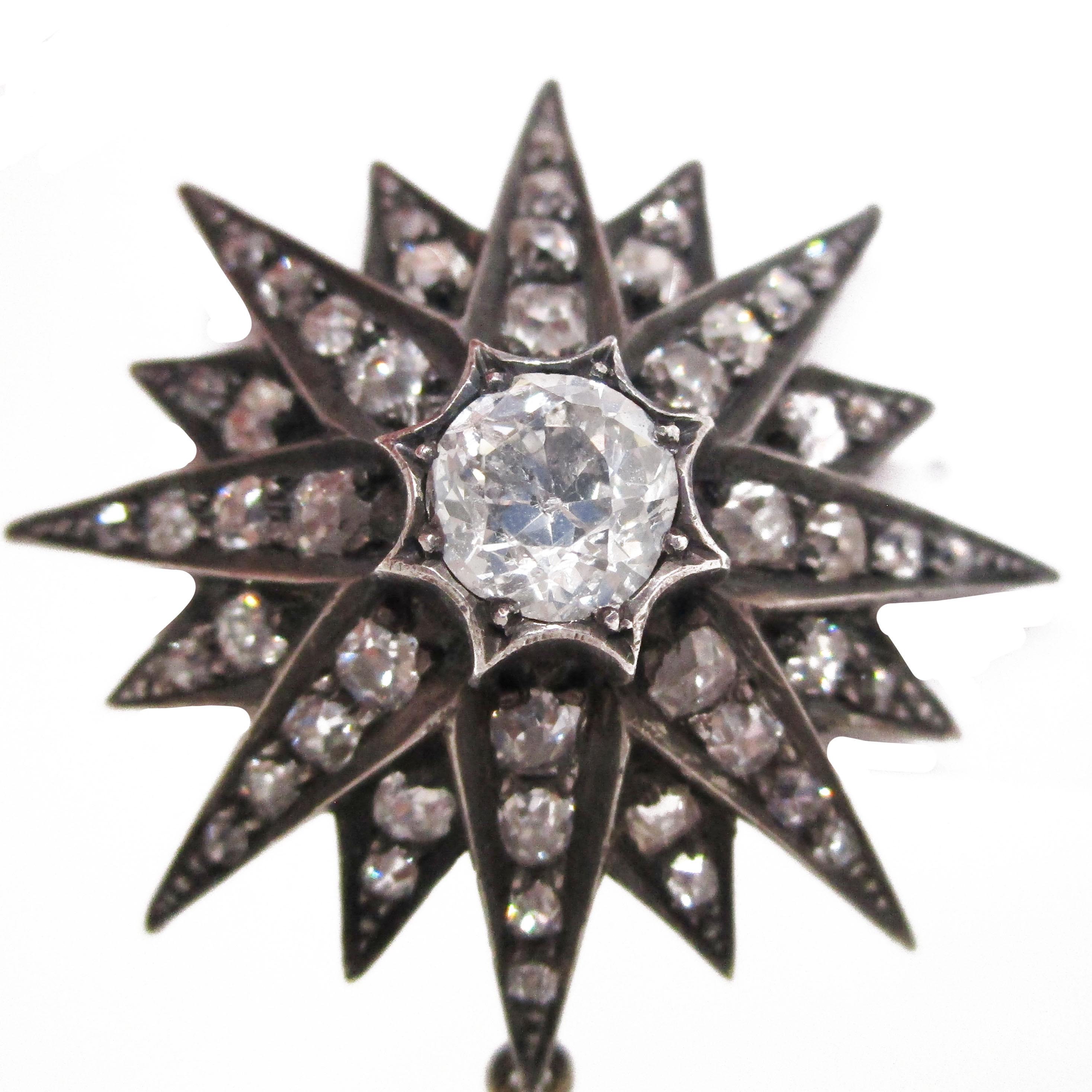 1900 Boucles d'oreilles victoriennes en or 18k sur argent avec diamants taillés à l'ancienne Pour femmes en vente