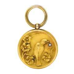 1900 Victorian Diamond 18 Karat Yellow Gold Eagle Pendant