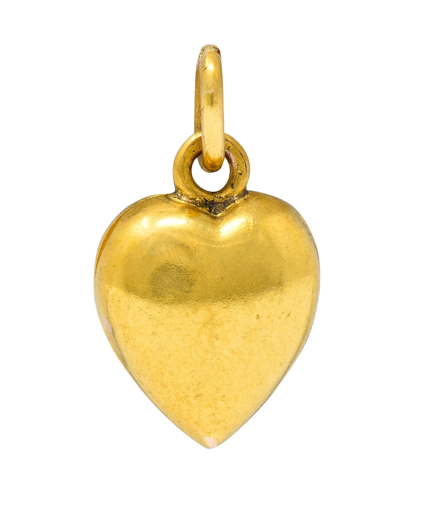 1900 Victorian Natural Freshwater Pearl 18 Karat Gold Heart Locket Charm In Excellent Condition In Philadelphia, PA