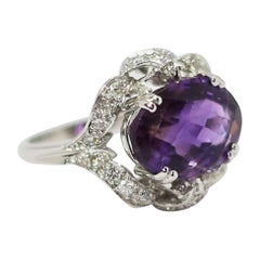 1900 9 Carat Amethyst in Classic Diamond and 18 Karat White Gold Mounting 1900 9 Carat Amethyst in Classic Diamond and 18 Karat White Gold Mounting