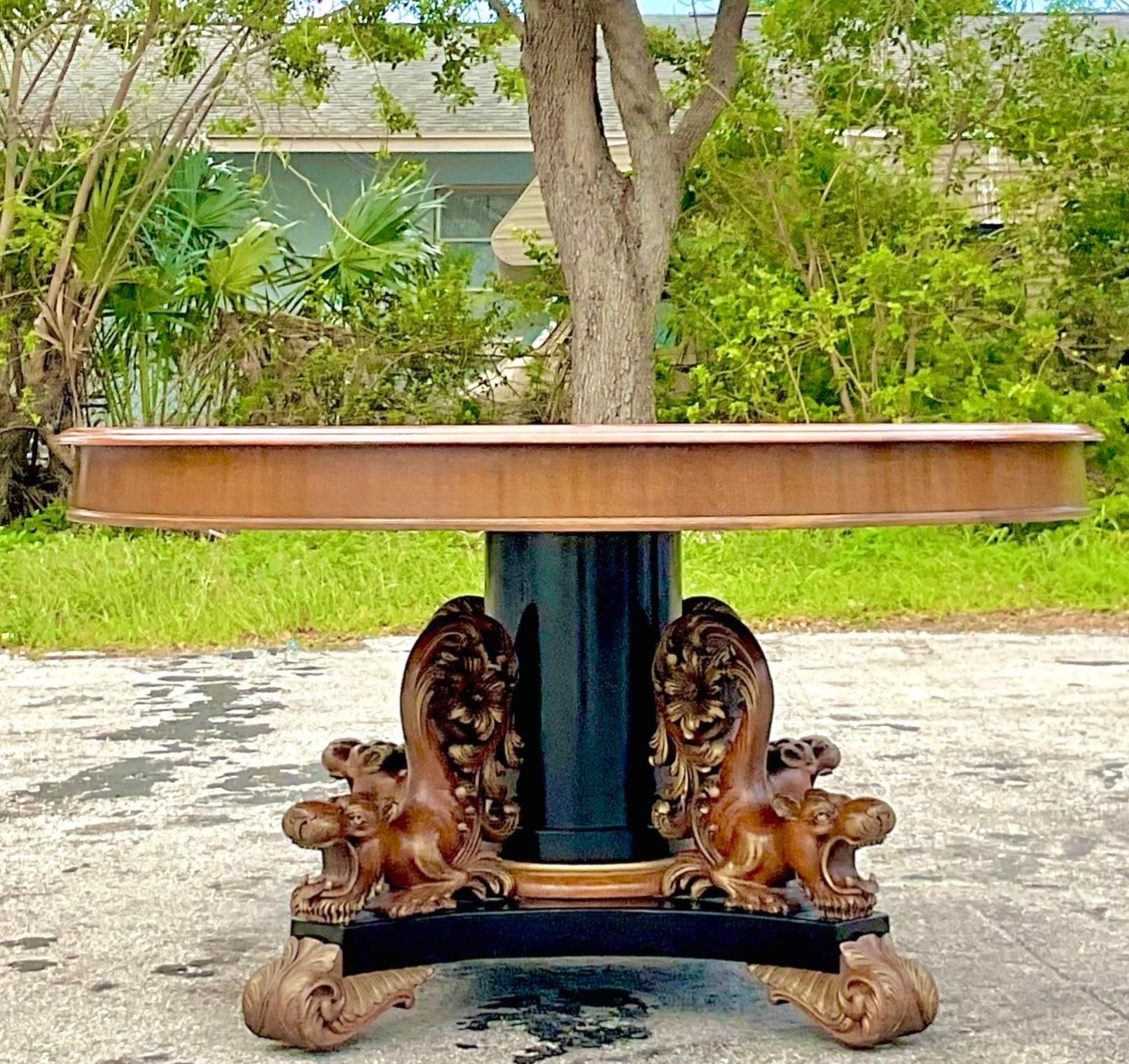 Early 20th Century 1900 Vintage Empire J. K. Rishel Carved Lion Dining Table