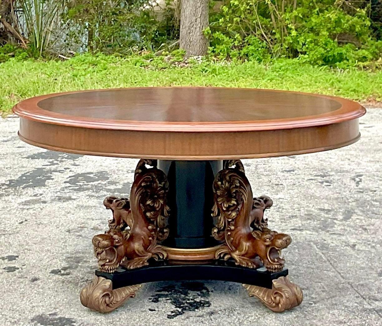 Metal 1900 Vintage Empire J. K. Rishel Carved Lion Dining Table