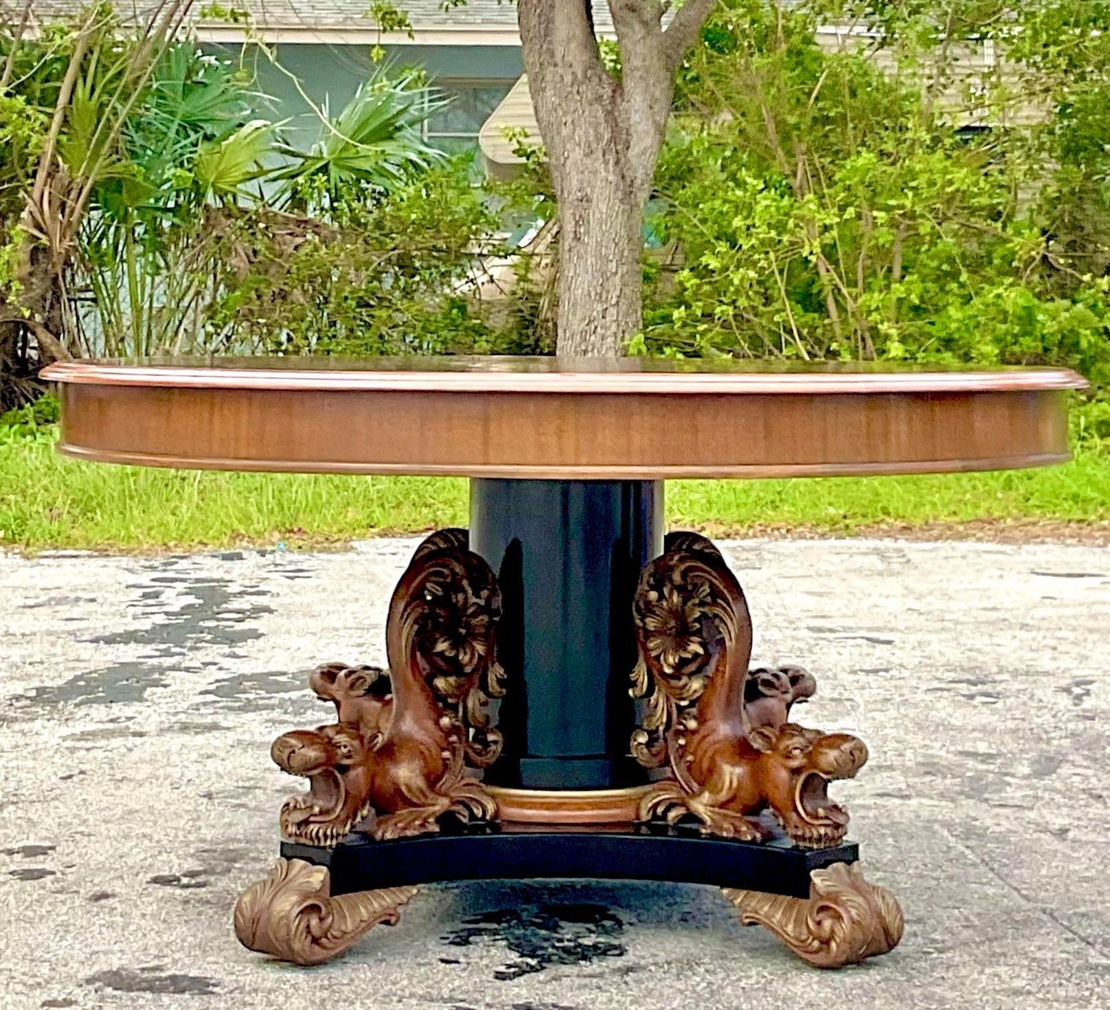 1900 Vintage Empire J. K. Rishel Carved Lion Dining Table 1