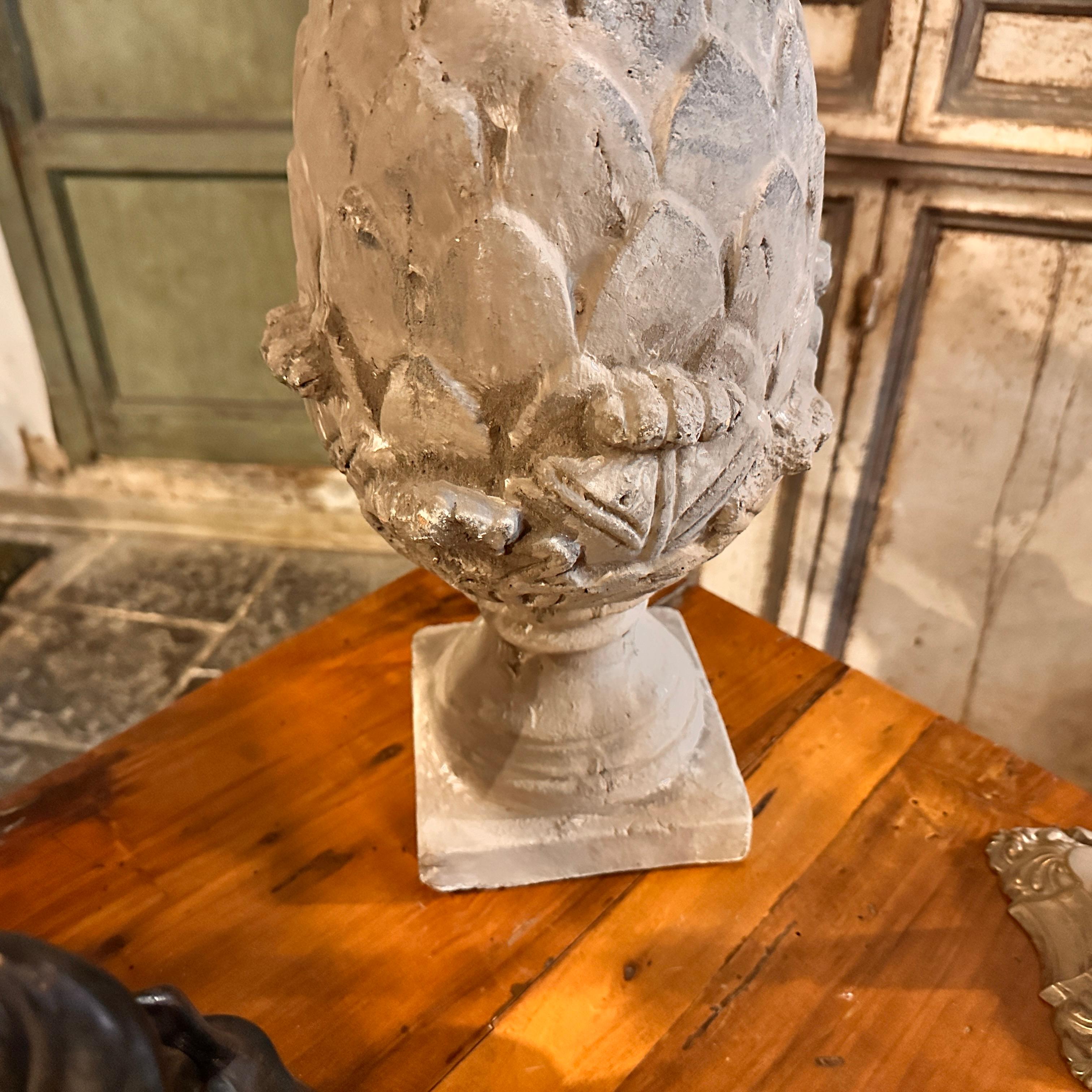 1900 White Mixed Stone Decorative Pine Cone Transformed in Table Lamp For Sale 5