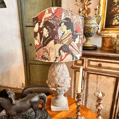 1900 White Mixed Stone Decorative Pine Cone Transformed in Table Lamp