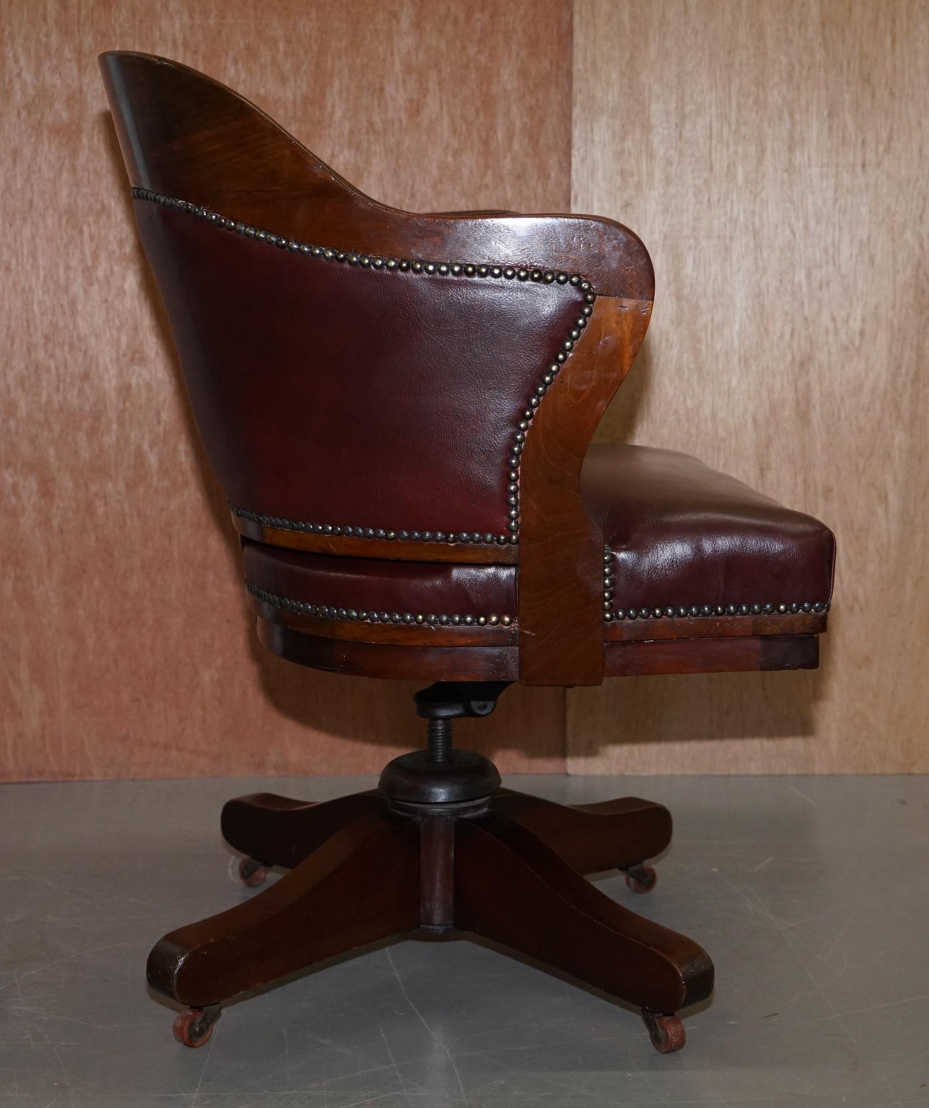 1900 Wylie & Lochhead by Appointment to the King Oxblood Leather Captains Chair 4