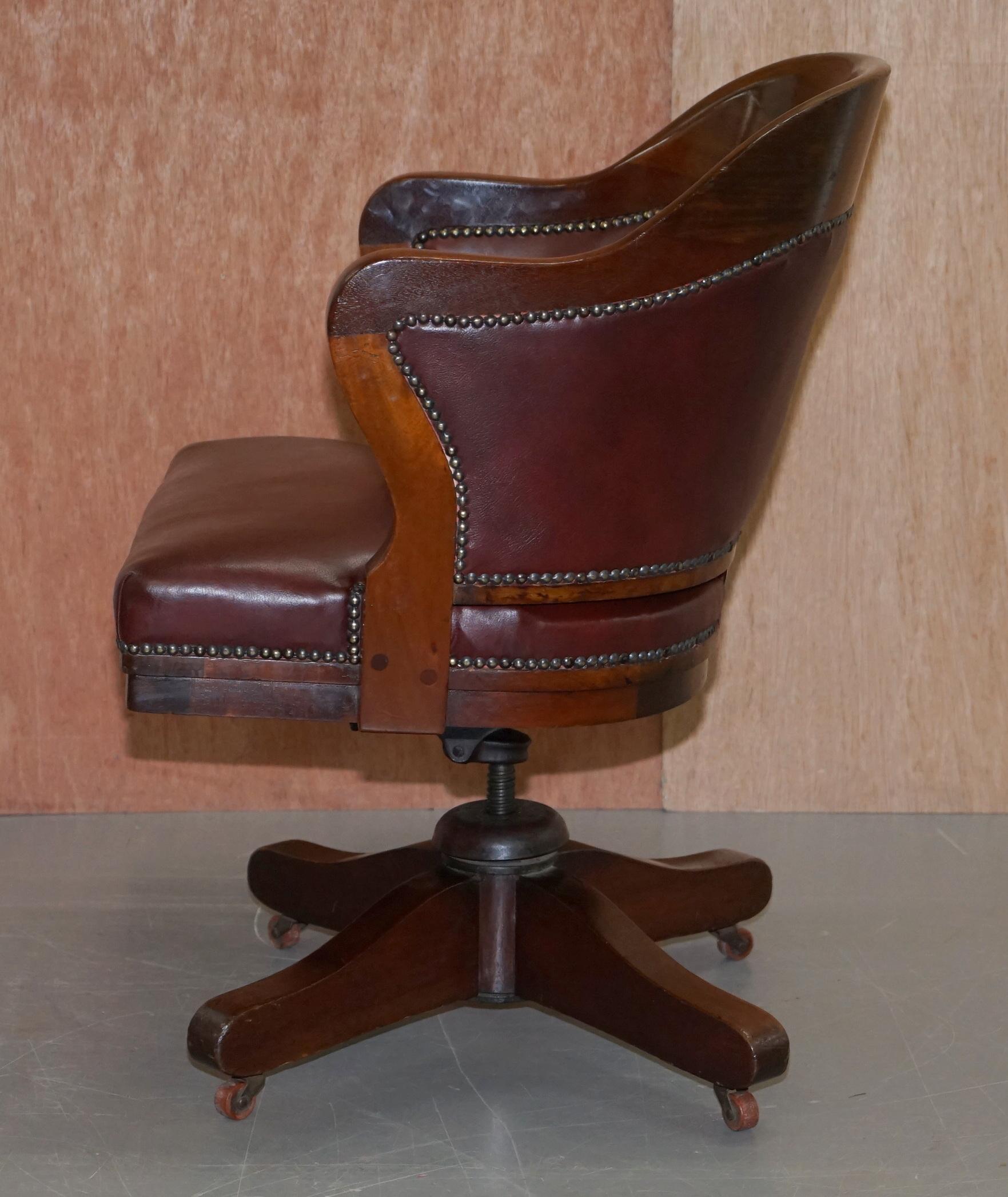 1900 Wylie & Lochhead by Appointment to the King Oxblood Leather Captains Chair 12