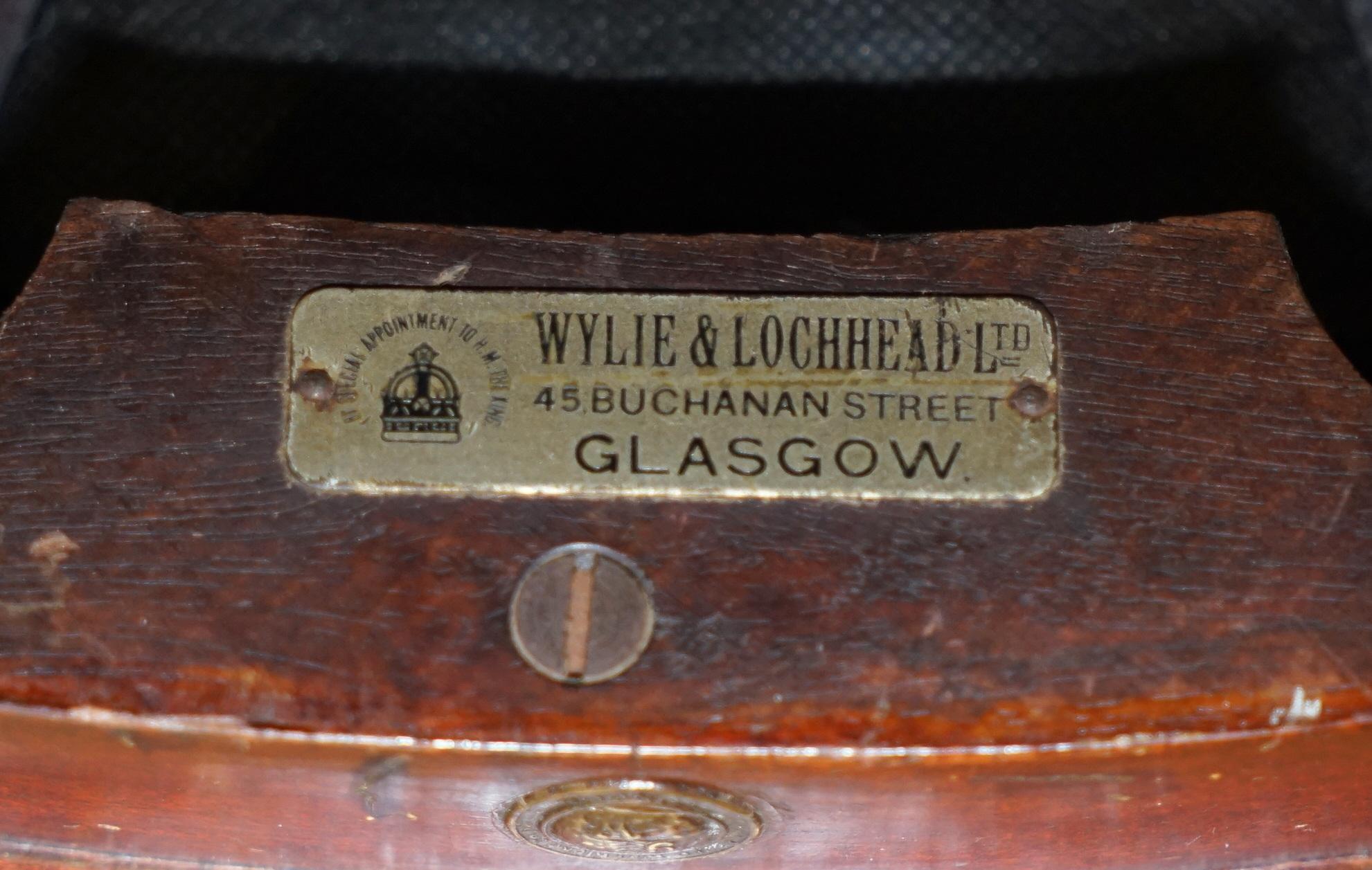 We are delighted to offer for sale this very rare and highly collectable fully stamped Oxblood leather captains chair made by Wylie & Lochhead LTD by special appointment to H.M The King, circa 1900

A very comfortable and highly coveted office