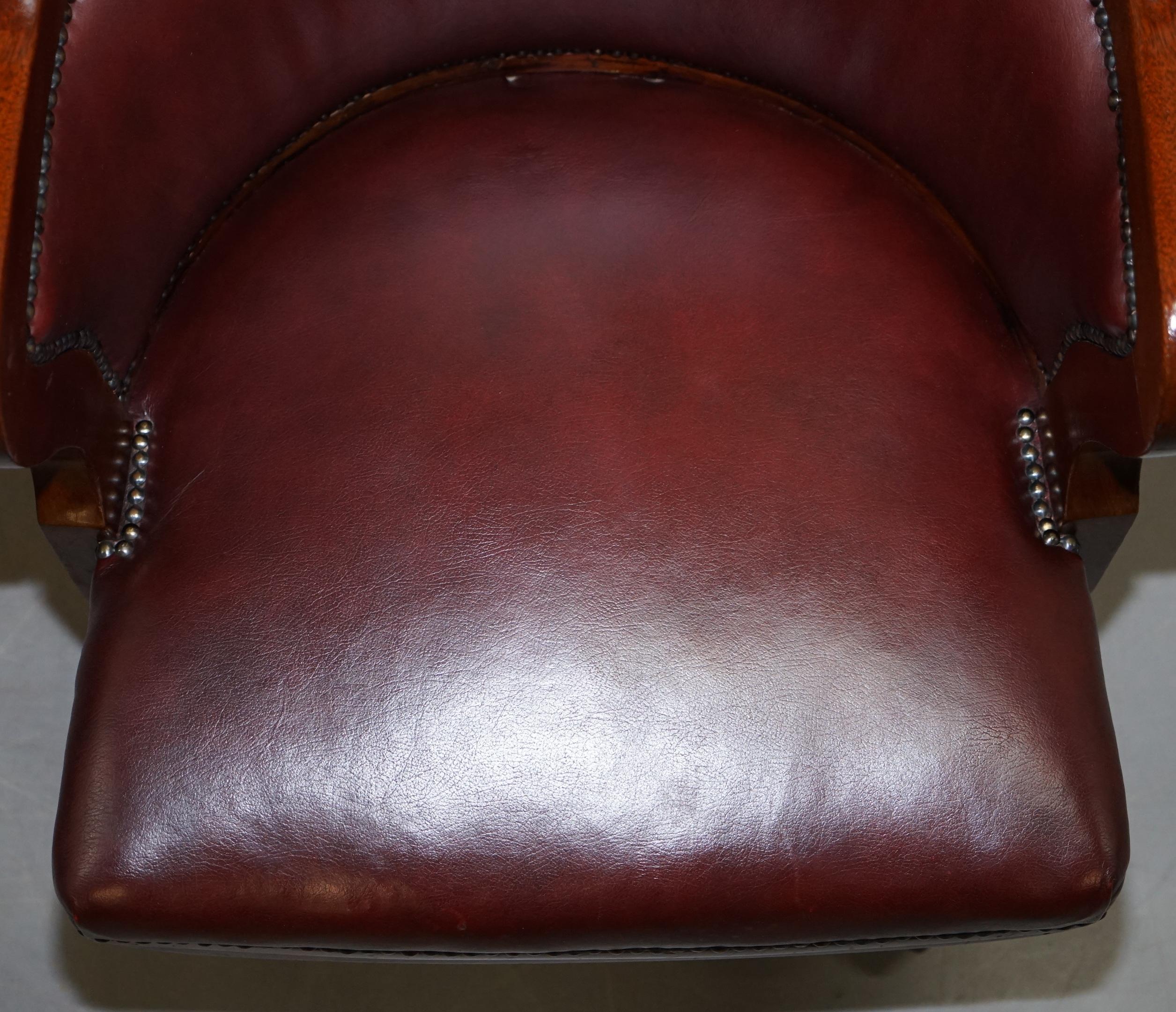 1900 Wylie & Lochhead by Appointment to the King Oxblood Leather Captains Chair 2