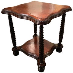 Leather Two-Tier Side Table, England, circa 1900