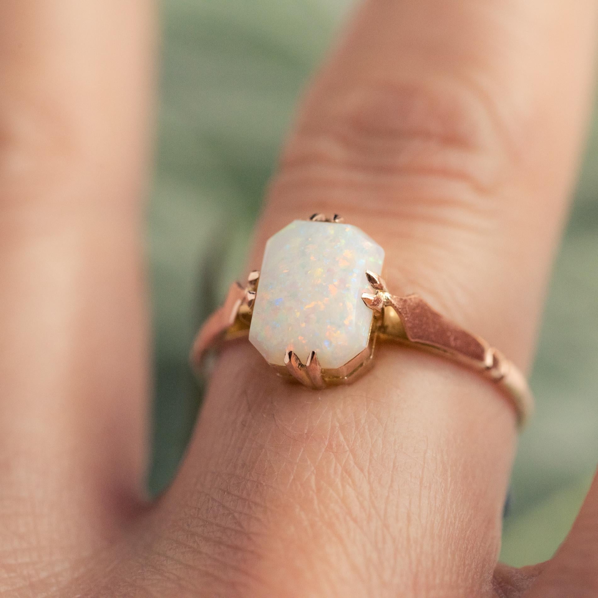 1900s 0.75 Carat Solitaire Australian Opal Rose Gold Ring 3