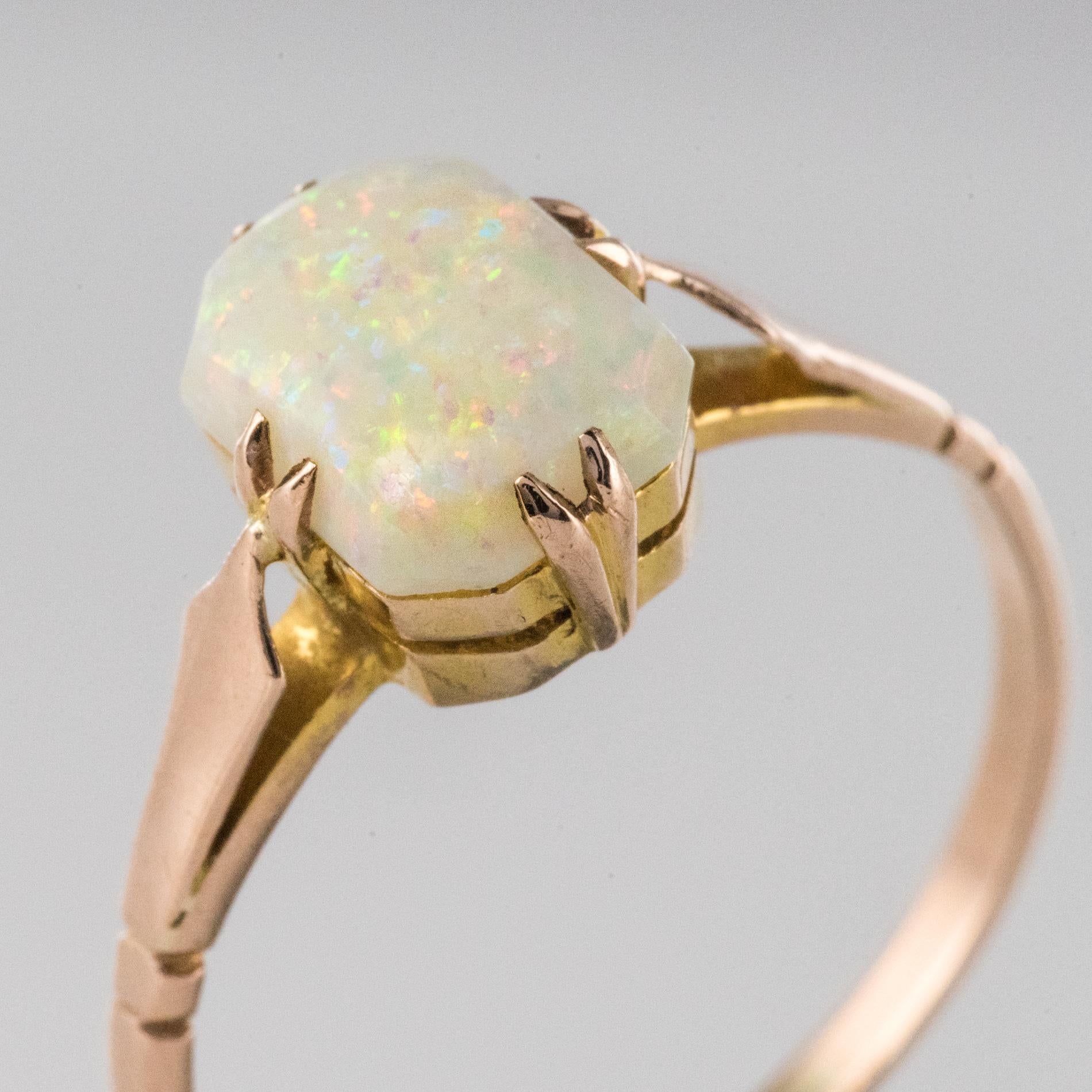 Victorian 1900s 0.75 Carat Solitaire Australian Opal Rose Gold Ring