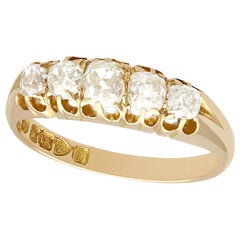 Antique 1900s 1.13 Carat Diamond Yellow Gold Five-Stone Ring