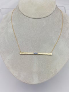 1900’s 14 Karat Yellow Gold Engraved Sapphire Bar Necklace