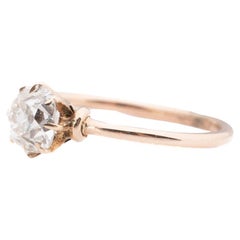 1900s 14 Kara Yellow Gold .76 Carat Old European Brilliant Engagement Ring