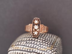 1900s 14K Yellow Gold Diamond and Pearl Ring