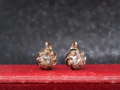 Orecchini antichi in oro giallo 14K con diamanti e smalti del 1900