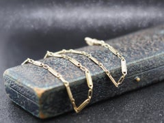 1900S 14K Yellow Gold Station Antique Chain 14 Inch