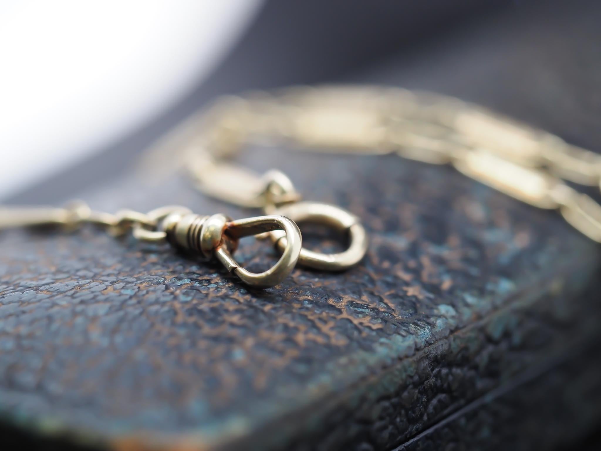 1900S Chaîne antique de station en or jaune 14K 14 pouces Pour femmes en vente