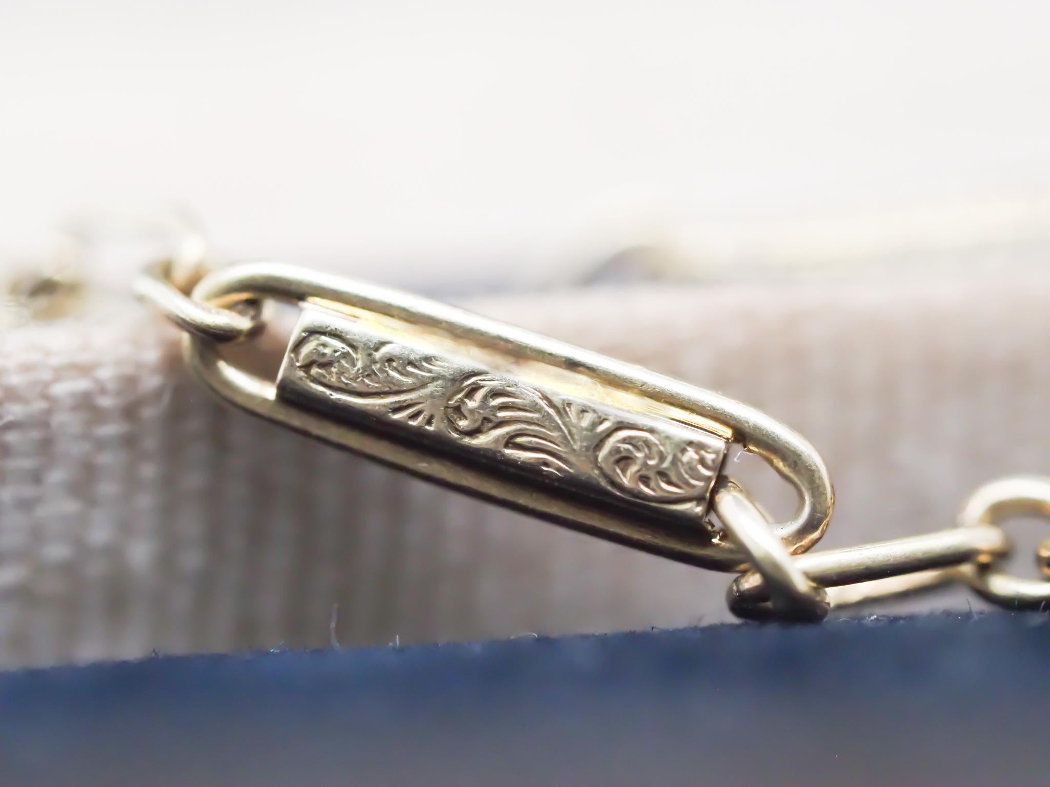 1900S Chaîne antique de station en or jaune 14K 14 pouces en vente 4