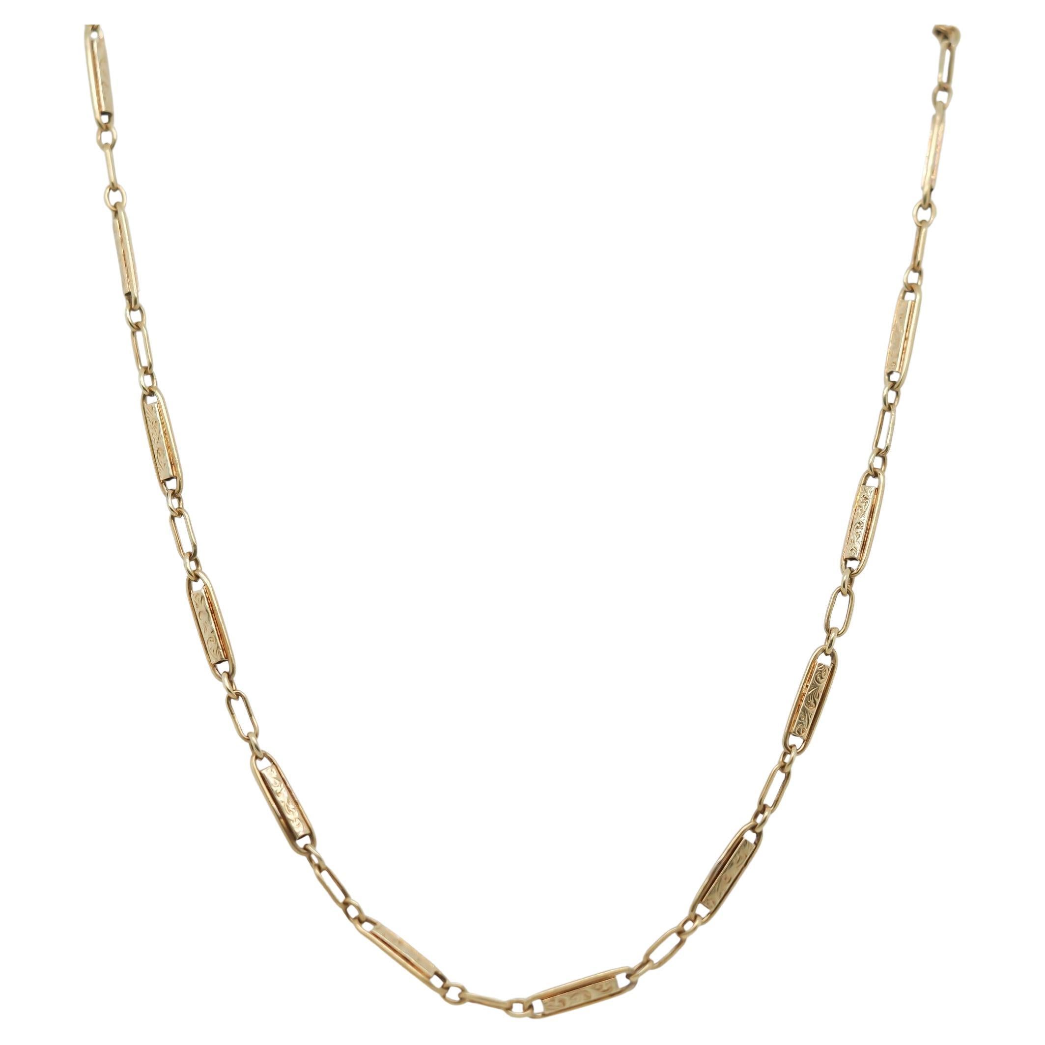 1900S Chaîne antique de station en or jaune 14K 14 pouces