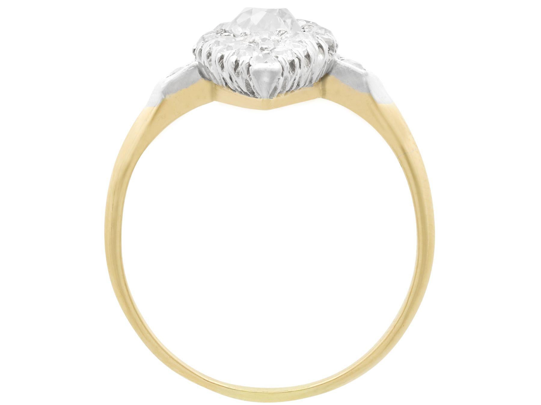 1900er Jahre 1,57 Karat Diamant Gelbgold Marquise-Cocktail-Verlobungsring Damen im Angebot