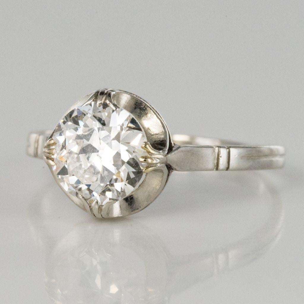 1900s 18 Carat White Gold 1.20 Carat Brilliant Cut Diamond Solitaire Ring 2