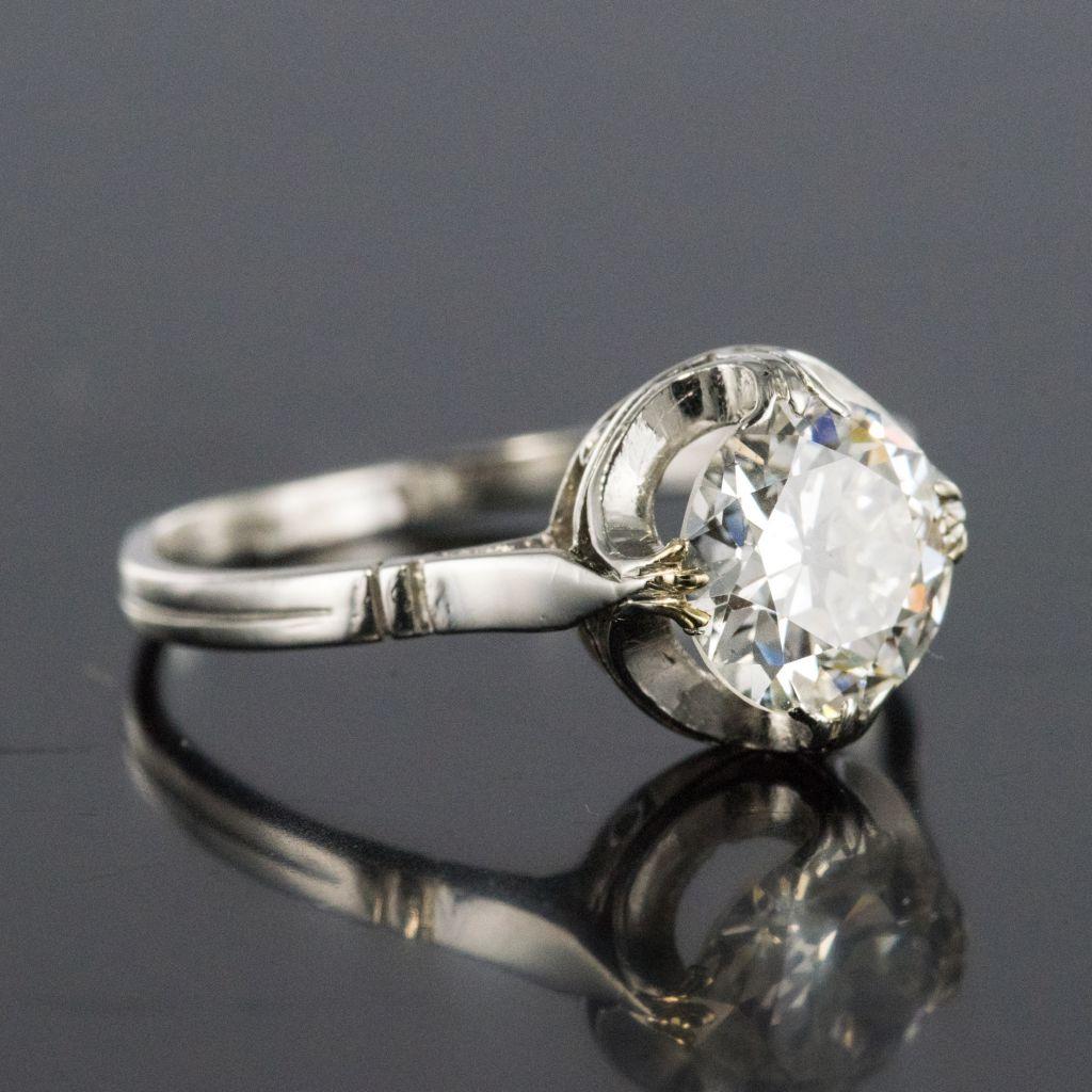 1900s 18 Carat White Gold 1.20 Carat Brilliant Cut Diamond Solitaire Ring 3