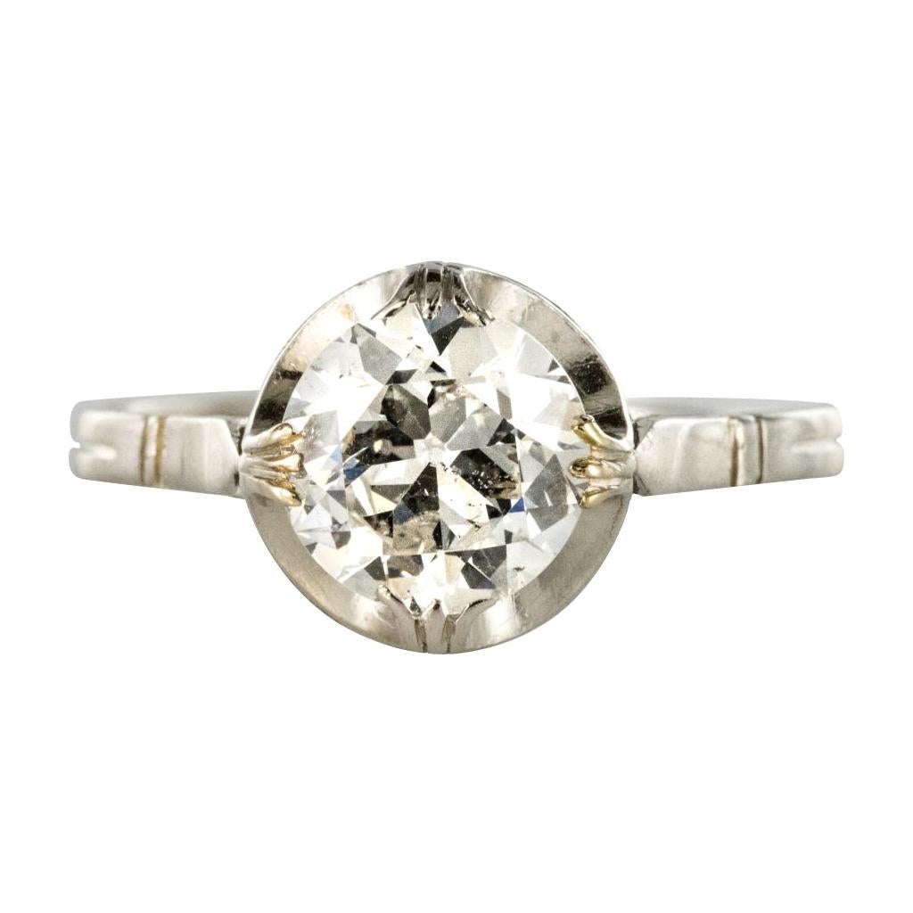 1900s 18 Carat White Gold 1.20 Carat Brilliant Cut Diamond Solitaire Ring