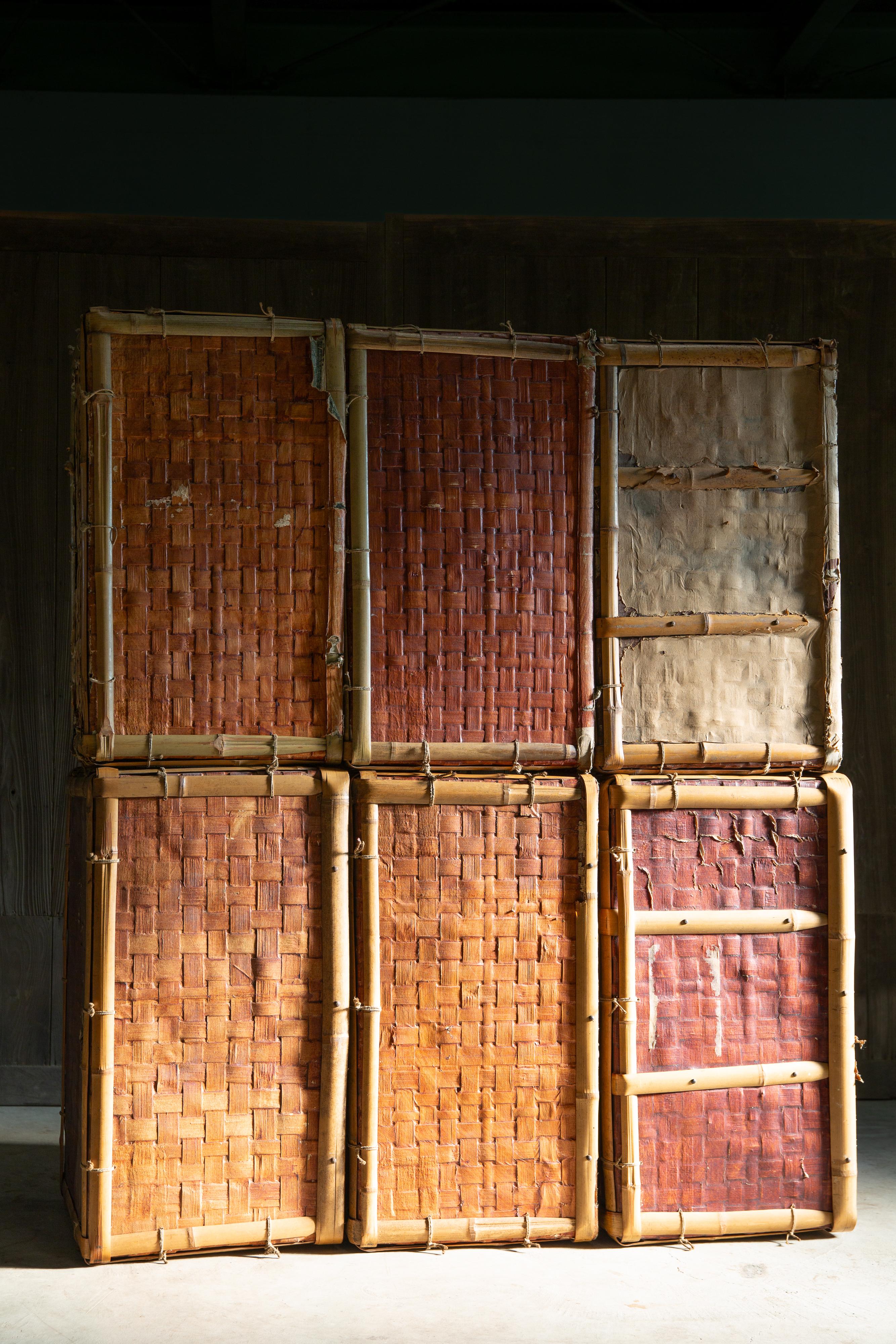 Taisho 1910s-1930s Japanese antique Tsuzura, Washi paper coated bamboo Kimono chest For Sale