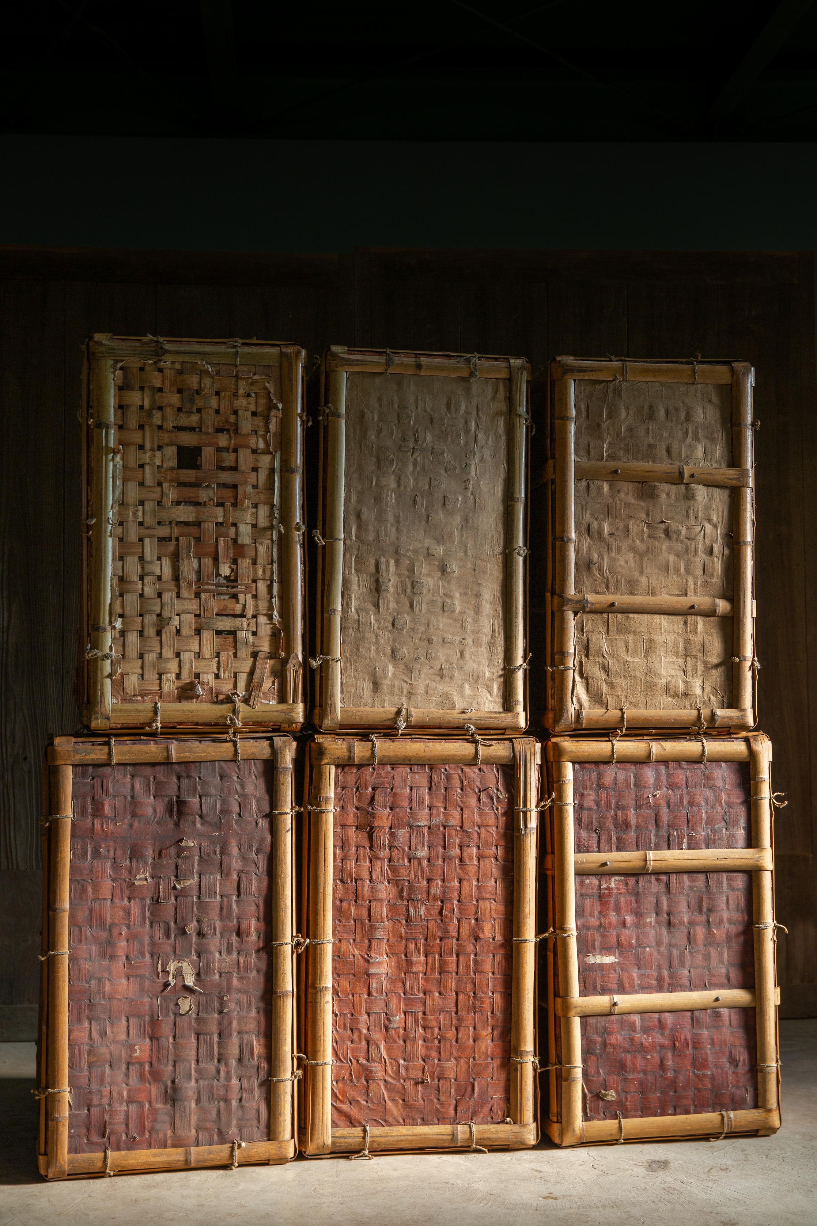 Dyed 1910s-1930s Japanese antique Tsuzura, Washi paper coated bamboo Kimono chest For Sale