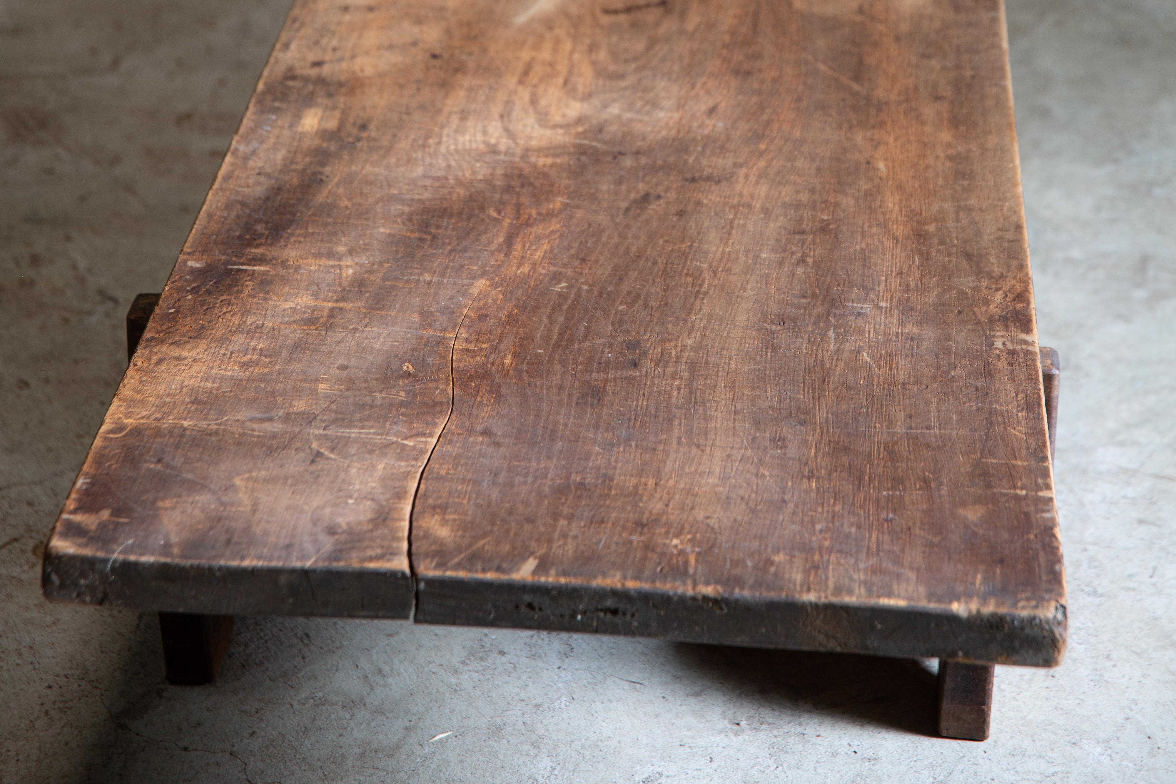 1900s - 20s Japanese antique wabi sabi long low table, primitive coffee table For Sale 9