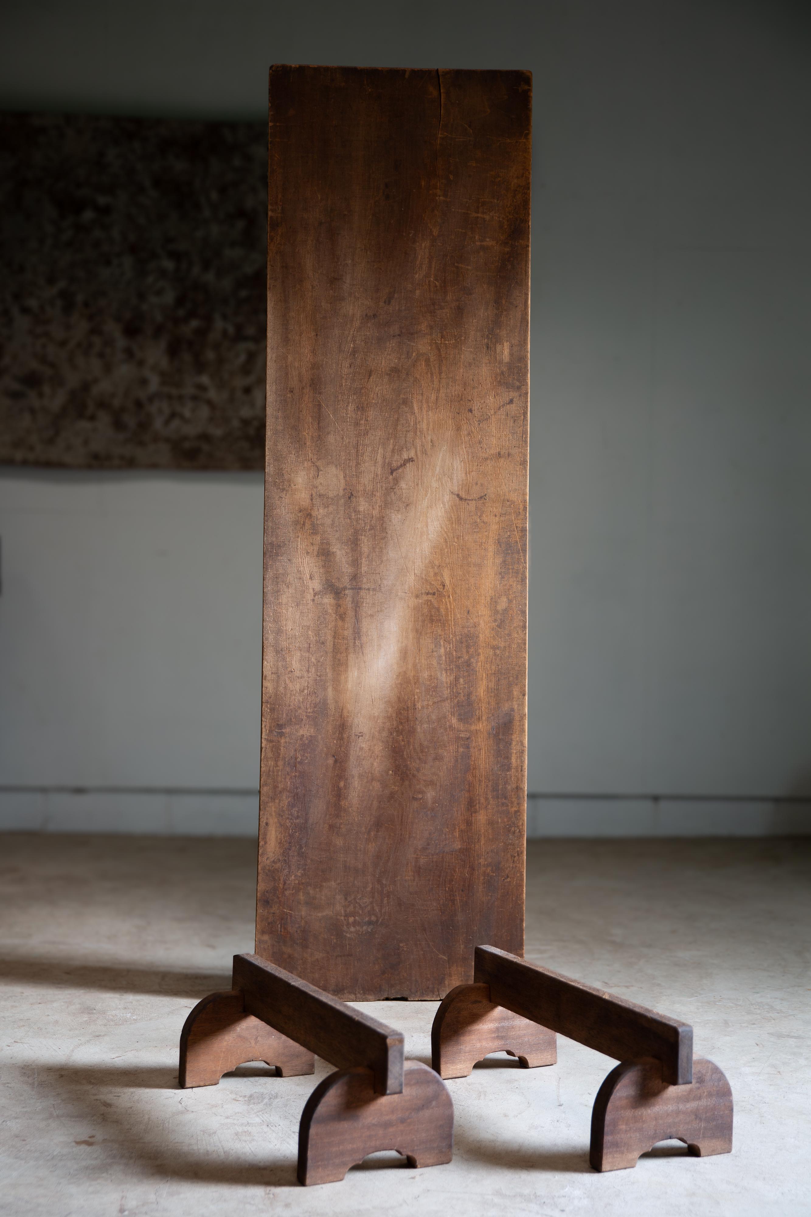 Woodwork 1900s - 20s Japanese antique wabi sabi long low table, primitive coffee table For Sale