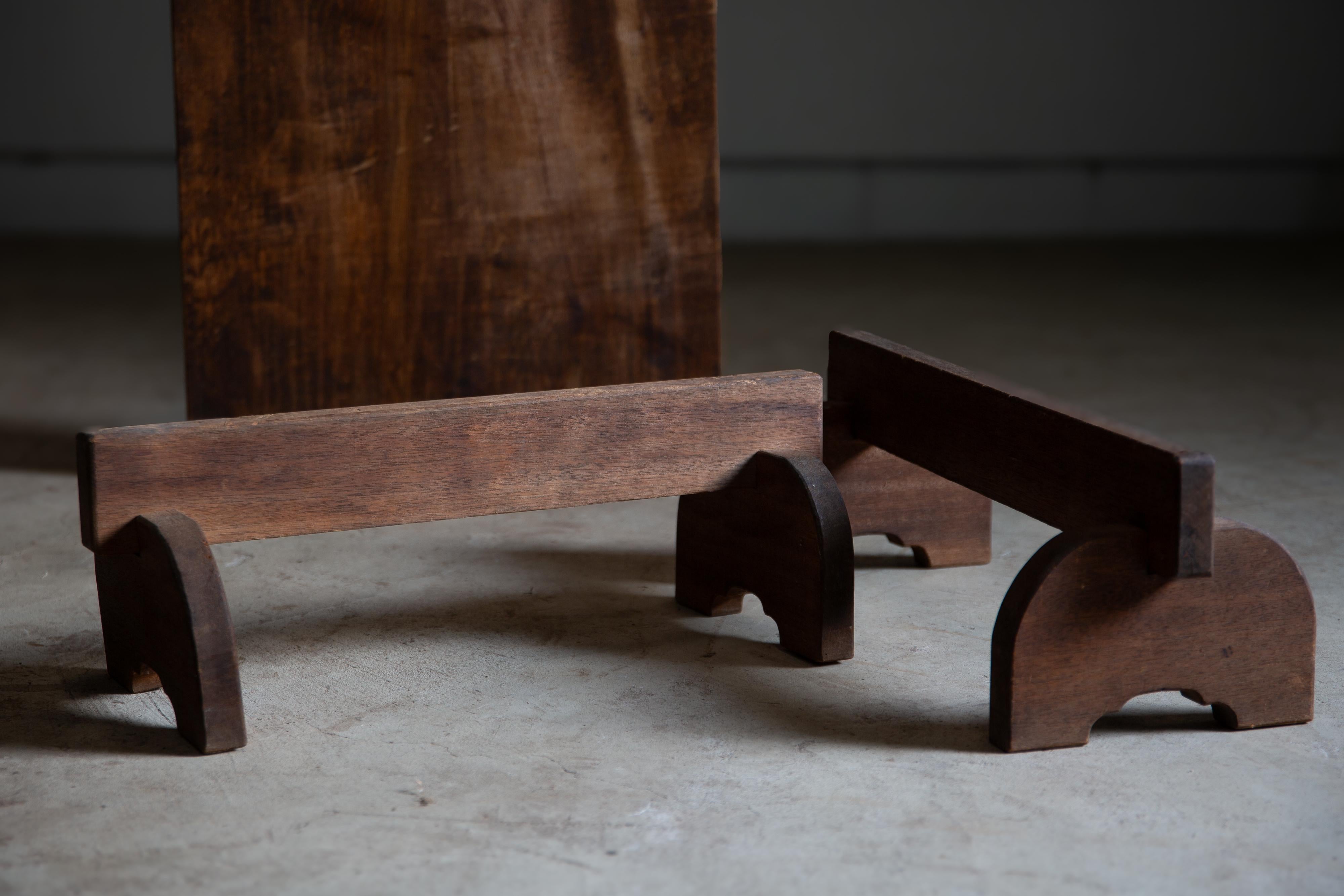 Wood 1900s - 20s Japanese antique wabi sabi long low table, primitive coffee table For Sale