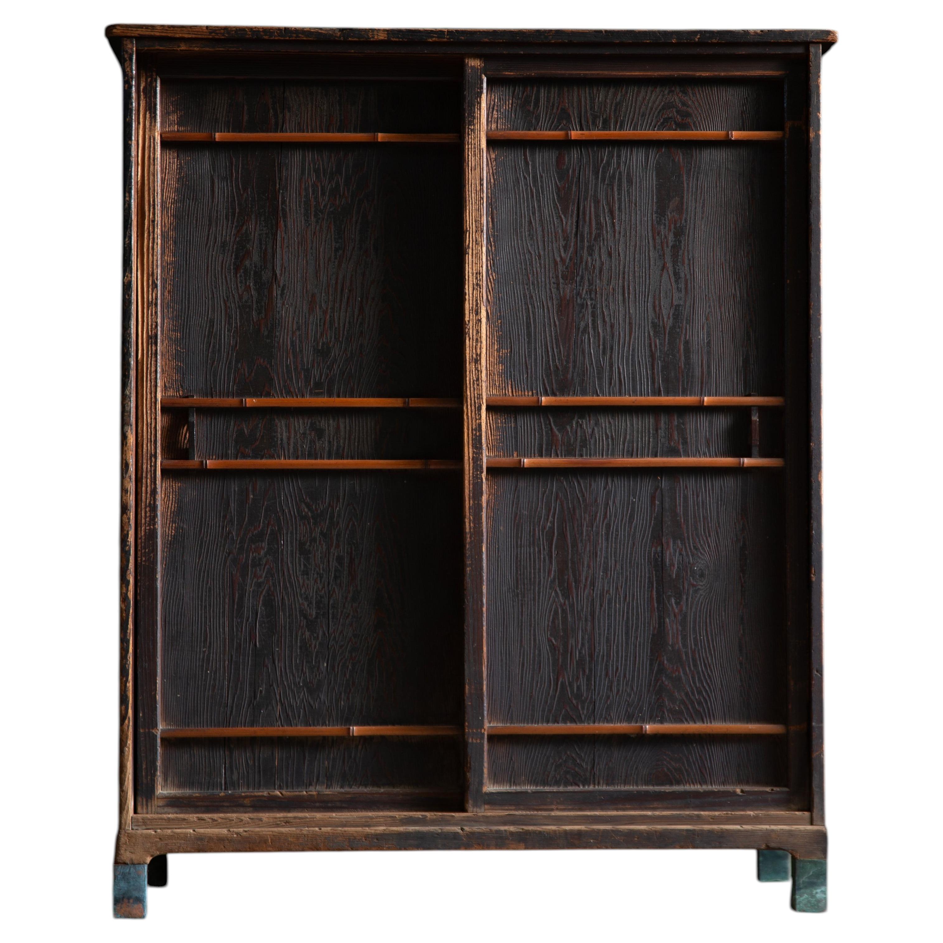 1900s-20s Meij-Taisho Japanese Wabi-Sabi Cabinet Yakusugi cedar, bamboo & copper