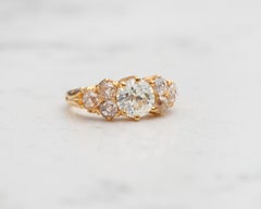 1900s 2.59 Carat Total Weight Diamond Engagement Ring in 22 Karat Yellow Gold